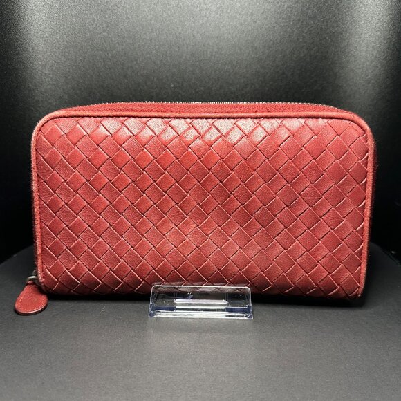 Bottega Veneta Handbags - Bottega Veneta Intrecciato Leather Zip Around Wallet - GUC